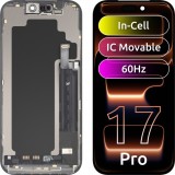 Display cu Touchscreen JK pentru Apple iPhone 17 Pro, cu Rama, Versiune LCD In-Cell IC Movable, Negru