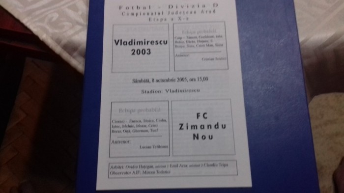program Vladimirescu 2003 - FC Zimandu Nou