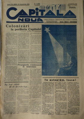 Ziarul Capitala Noua, politica - sociala - edilitara, 25 dec. 1936 foto