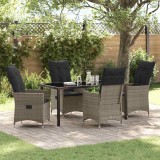 VidaXL Set de masă pentru grădină cu pernă 5 pcs Gri Rattan poli 3379551