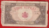 (4) BANCNOTA ROMANIA - 10.000 LEI 1945 (18 MAI 1945), UZATA, FILIGRAM BNR, REGALISTA