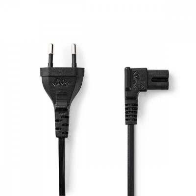 Cablu de alimentare Euro tata - 2 Pini IEC-320-C7 cotit 2m Nedis foto