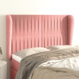 Gossi tablie de pat cu aripioare, roz, 147x23x118/128 cm, catifea