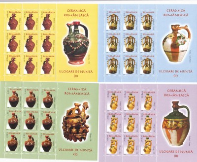 CERAMICA ROMANEASCA,ULCIOARE DE NUNTA II ,2006,Lp.1717a,SET MINICOLI,ROMANIA. foto
