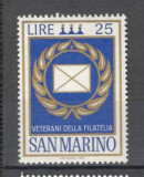 San Marino.1972 Ordinul &quot;Veteran al filateliei&quot; SS.444, Nestampilat