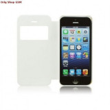 Husa Flip D-View window Apple iPhone 4 /4S alb, Cu clapeta, Piele Ecologica