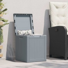 vidaXL Cutie de depozitare pentru grădină, gri, 90L, aspect de lemn din PP