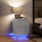 Cumpara ieftin Noptiere cu lumini LED 2 buc Alb 38x34x50 cm