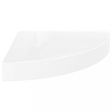 Raft de colt plutitor, alb lucios, 25x25x3,8 cm, MDF