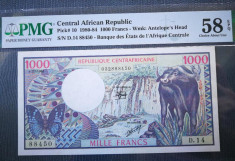 ? Rep Centrafricana ? Central African Republic 1000 Francs 1980 ? PMG aUNC foto