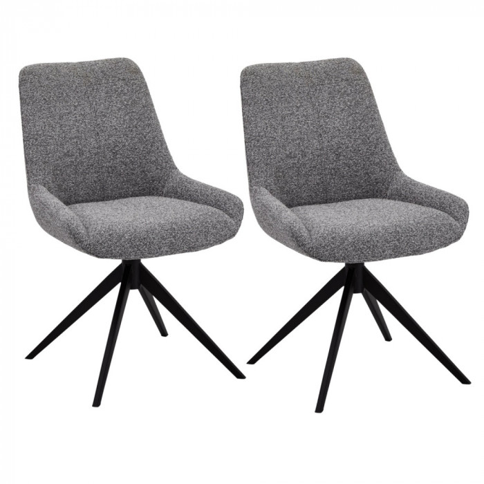 Set of 2 Grey Dining Chairs Helena
