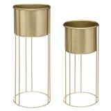 Set 2 ghivece metalice aurii Atmosphera Le Collectionneur cu suport inalt
