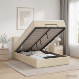 Cumpara ieftin Pat Ottoman cu Saltea si LED Crem 120 x 200 cm Tesatura