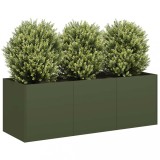 vidaXL Jardinieră verde măsline 120x40x40 cm oțel laminat la rece
