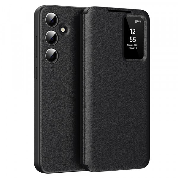 Husa pentru Samsung Galaxy A56 A566, Techsuit, SmartView, Neagra