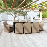 VidaXL Set mobilier de grădină cu perne, 9 piese, maro