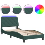 Cumpara ieftin Cadru de pat cu LED fara saltea, verde inchis, 80x200 cm, catifea