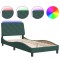 Cadru de pat cu LED fara saltea, verde inchis, 80x200 cm, catifea