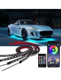 Kit Iluminare sub masina RGB multicolor cu telecomanda si aplicatie telefon 12V, 2x120cm si 2x90cm, Xenon Bright