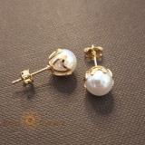 Cercei Pearl Grace , Perla alba placati aur 18K Brazilia