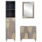 Set dulap baie 3 buc. Gri Lemn de mango solid - 6