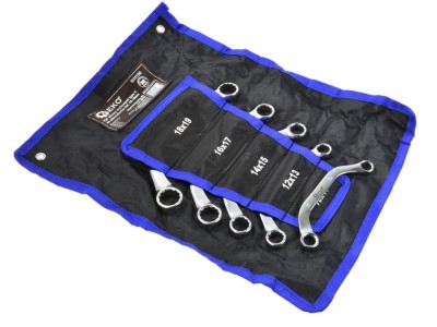Set de chei inelare semi-luna 5 piese, husa textila, GEKO G11150 foto