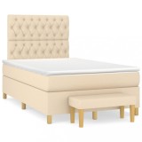Cumpara ieftin Pat box spring cu saltea, crem, 120x200 cm, textil