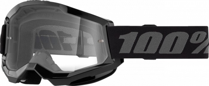Ochelari cross/atv 100% Strata 2 Junior Black, lentila transparenta, culoare ram... Cod Produs: MX_NEW 26013502PE