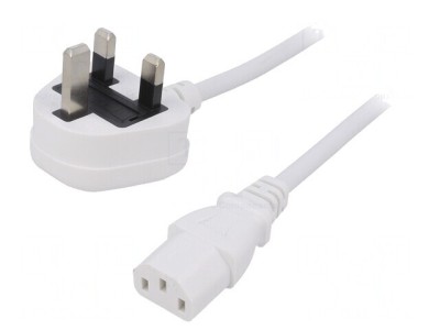 Cablu alimentare 3m alb 3x1mm2 BS 1363 la IEC C13 foto