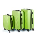Set 3 Valize/Trolere Rigide din ABS++ cu Cifru si Roti Detasabile, Verde
