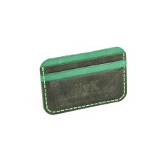 Portcard minimalist din piele naturala, lucrat si cusut manual, Leto, Handmade, Verde Inchis ( Kaki ), Produs in Romania