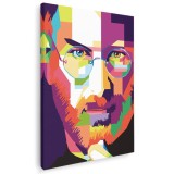 Tablou portret Steve Jobs WPAP pop art, multicolor 1386 Tablou canvas pe panza CU RAMA 60x80 cm