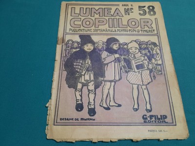 REVISTA LUMEA COPIILOR *ANUL II /NR. 58/1923/G. FILIP EDITOR *DESENE DE MURNU foto