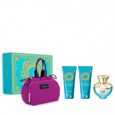 Set Versace Dylan Turquoise, Femei, Eau De Toilette 100ml + Lotiune Corp 100ml + Gel De Dus 100ml + Geanta Cosmetice