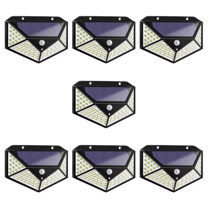 Set 7 lampi cu incarcare solara , senzor miscare, 3 trepte de iluminare, 100 LED