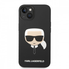 Husa de protectie telefon Karl Lagerfeld pentru iPhone 14 Plus, Karl Head, MagSafe, Silicon lichid, Negru
