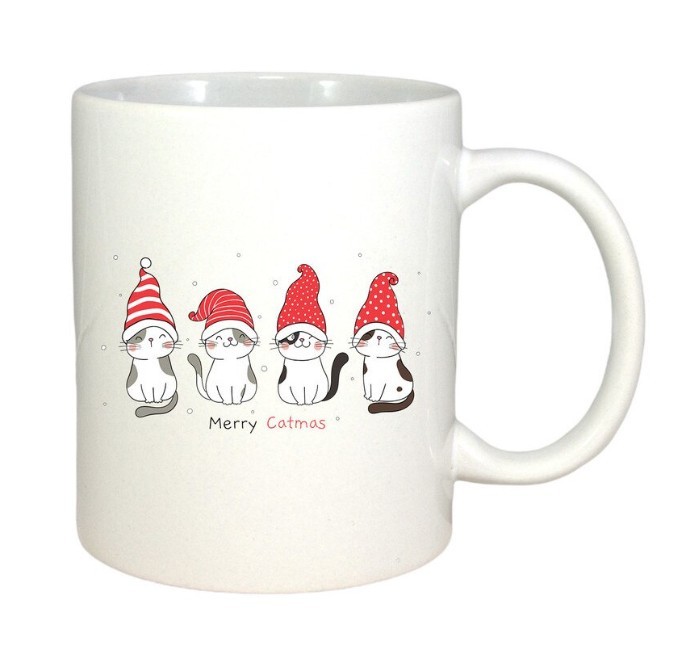 Cana alba personalizata Merry CatMas, INOVATIX&reg;. 330 ml