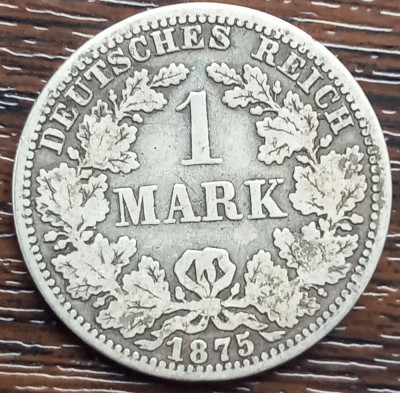 (A332) MONEDA DIN ARGINT GERMANIA - 1 MARK 1875, LIT. A, NECURATATA foto