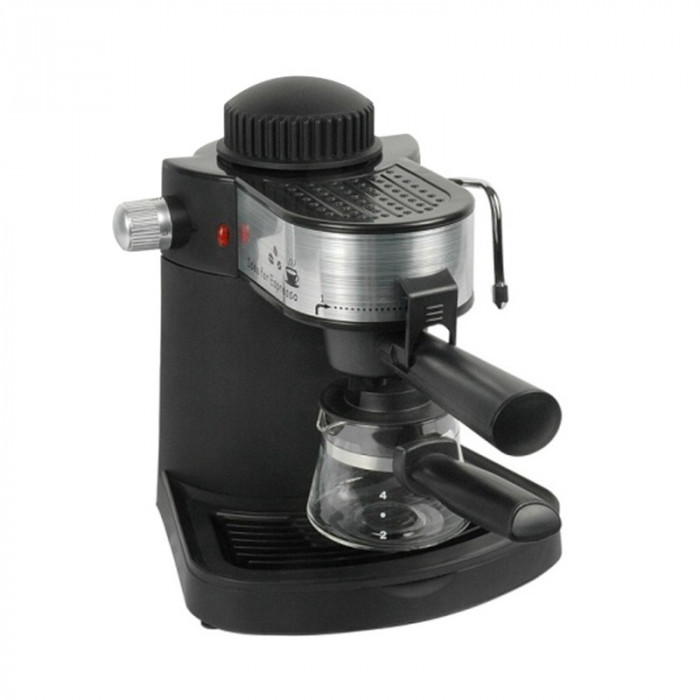 Espressor cafea Hausberg, 650 W, 3.5 Bar, 4 cesti, Negru/Argintiu