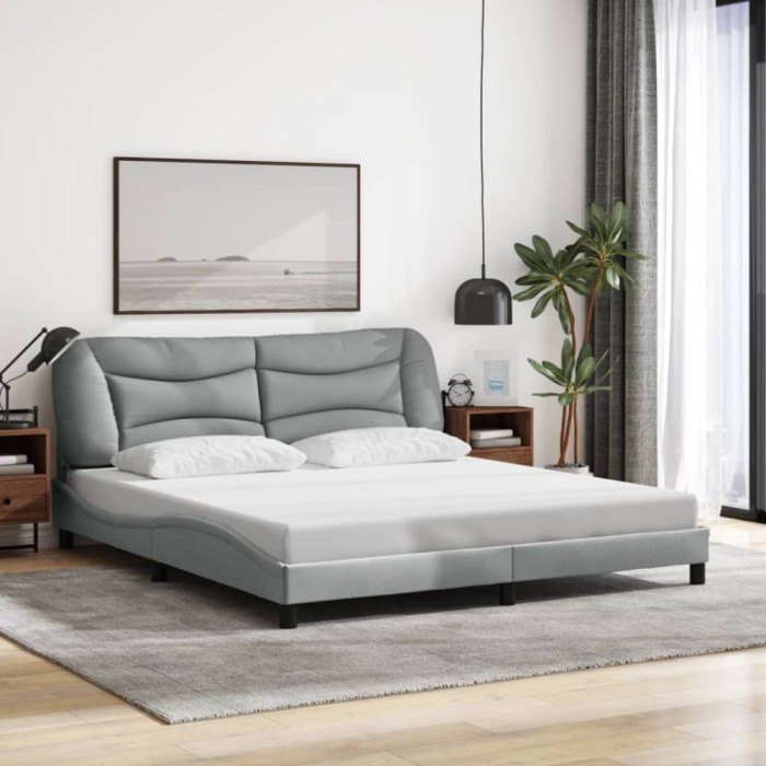 vidaXL Cadru de pat cu tăblie, gri deschis, 180x200 cm, textil