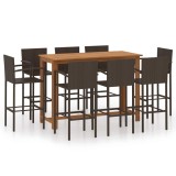 Cumpara ieftin Set mobilier bar de gradina, 9 piese, maro