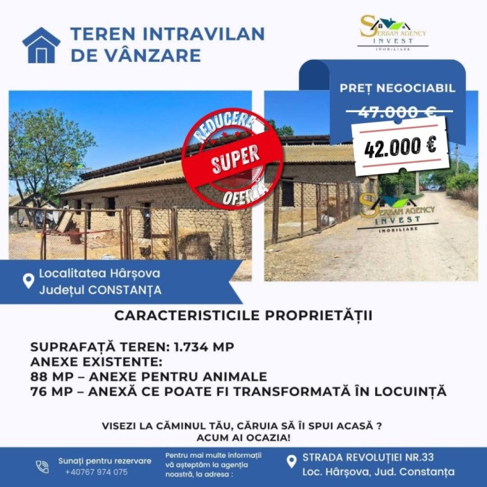 Teren intravilan cu anexe &ndash; Strada Căsăriei, H&acirc;rșova!