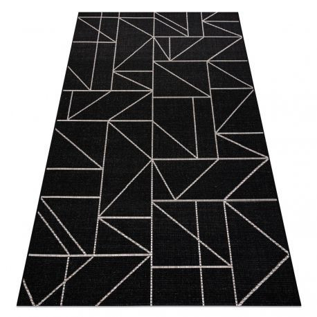 Covor sisal Floorlux 20605 negru si argint Triunghiuri, Geometric, 120x170 cm