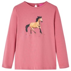 Tricou pentru copii cu m&acirc;neci lungi, roz antichizat, 116