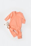 Cumpara ieftin Salopeta cu fermoar cu maneca lunga si pantaloni lungi - 100%bumbac organic - Roz Piersica, BabyCosy (Marime: 9-12 luni)
