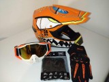 Casca Moto Enduro ATV cu Ochelari, Manusi si Cagula, Marimi S-XL, ABS, ECE