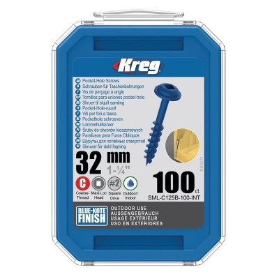 Set holtsuruburi pentru gauri in lemn Kreg SML-C125B-100-INT, O8x32 mm, 100 bucati foto