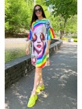 ROCHIE MIDI OVERSIZE CU MANECA SCURTA ART FACE COLOR TALIE UNICA Multicolora