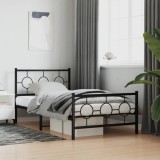 VidaXL Cadru pat metalic cu tăblii de cap/picioare, negru, 100x190 cm