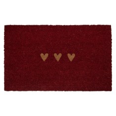 Covoras intrare casa fibre cocos rosii natur Inimioare 75x45x1 cm